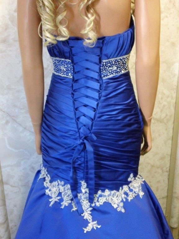 Bright Blue dress with silver beaded applique